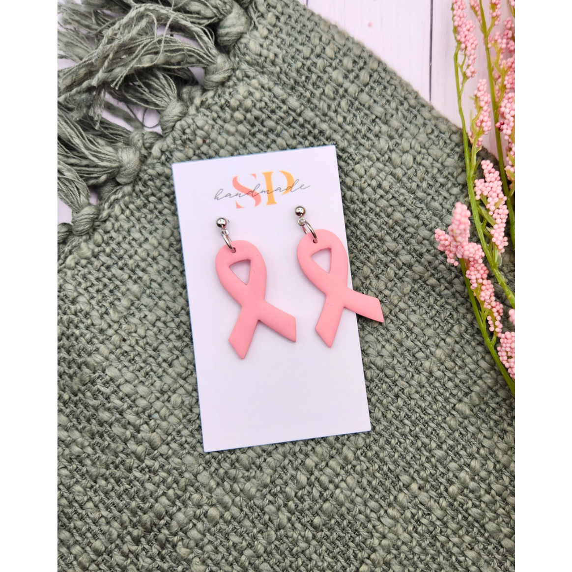 Breast Cancer Awareness | Polymer Clay Earrings