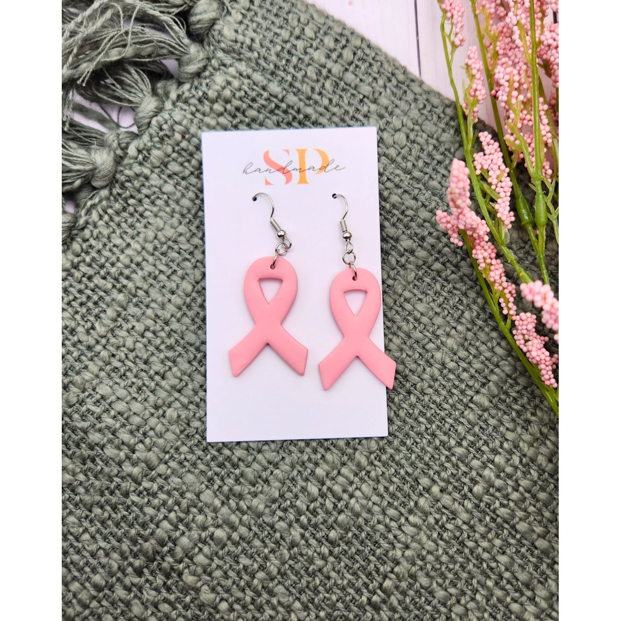 Breast Cancer Awareness | Polymer Clay Earrings