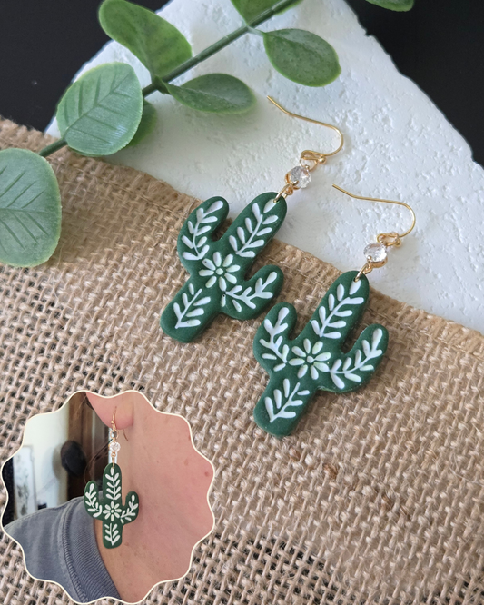 Cactus Dangles | Polymer Clay Earrings