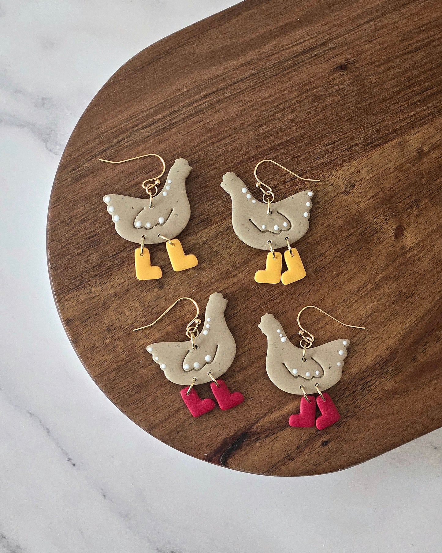 Chickens in Boots | Polymer Clay Earrings