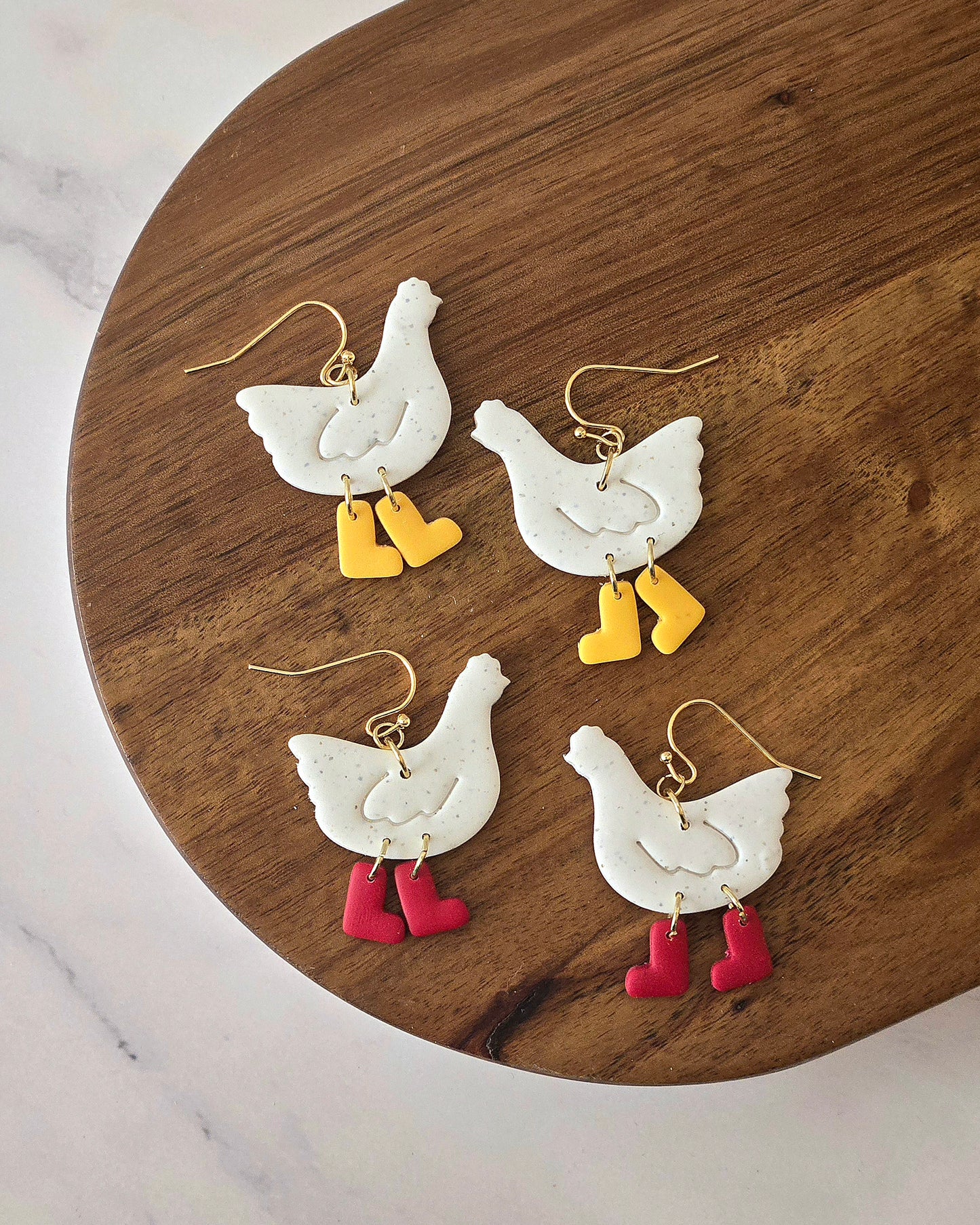 Chickens in Boots | Polymer Clay Earrings