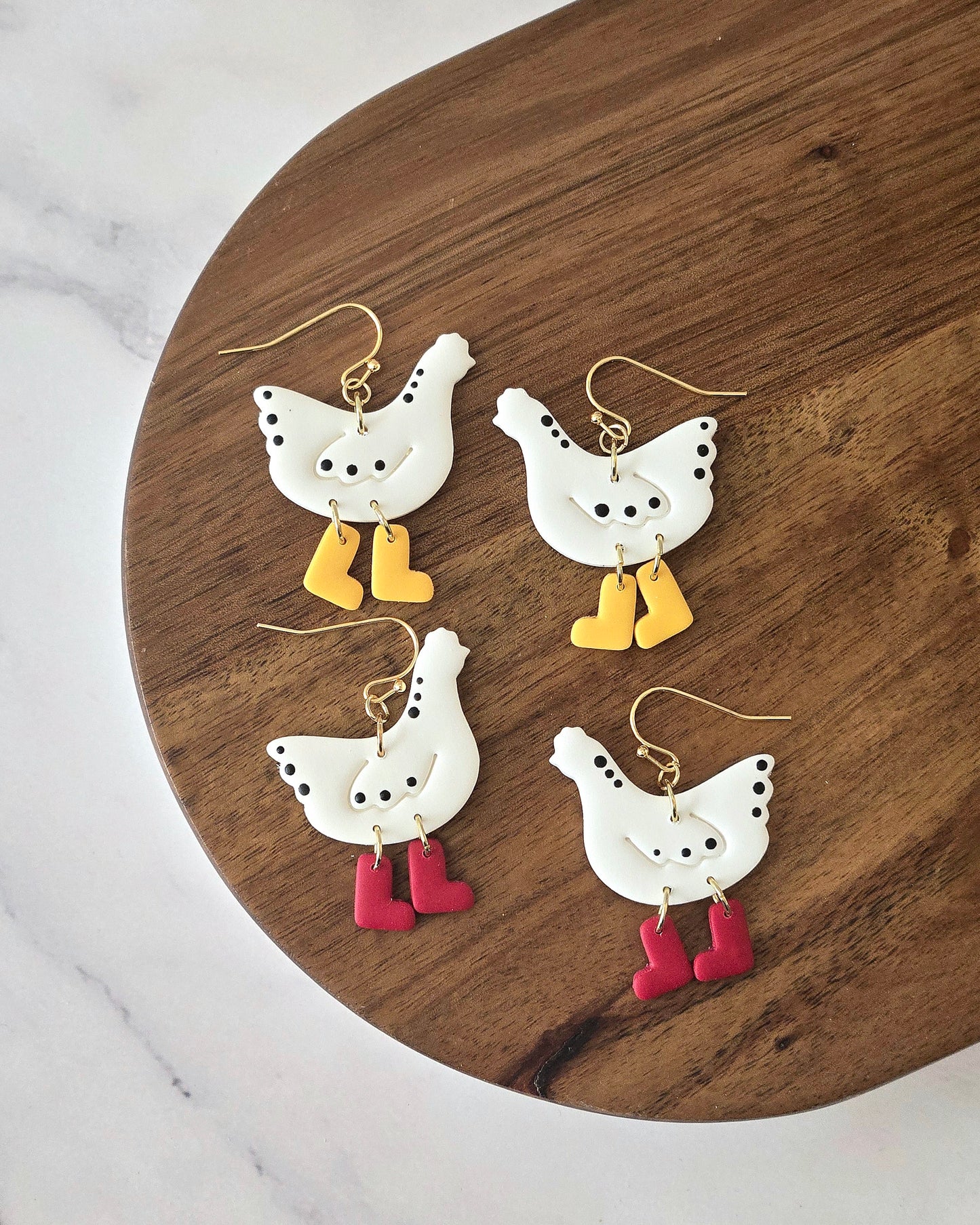 Chickens in Boots | Polymer Clay Earrings