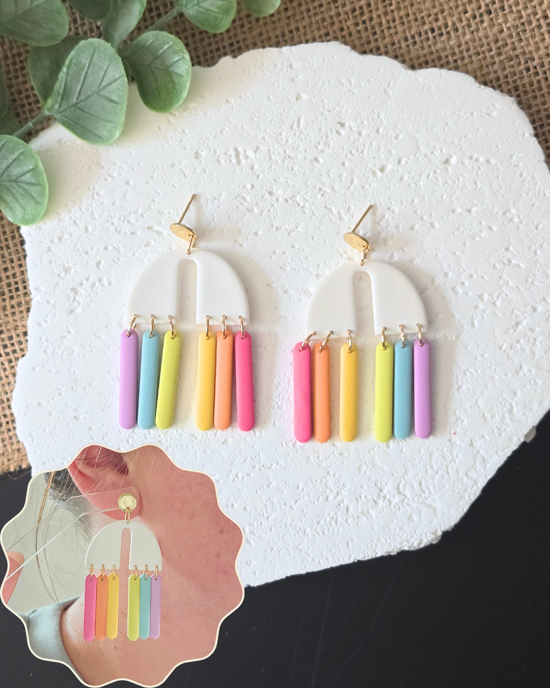 Color Cascade | Polymer Clay Earrings