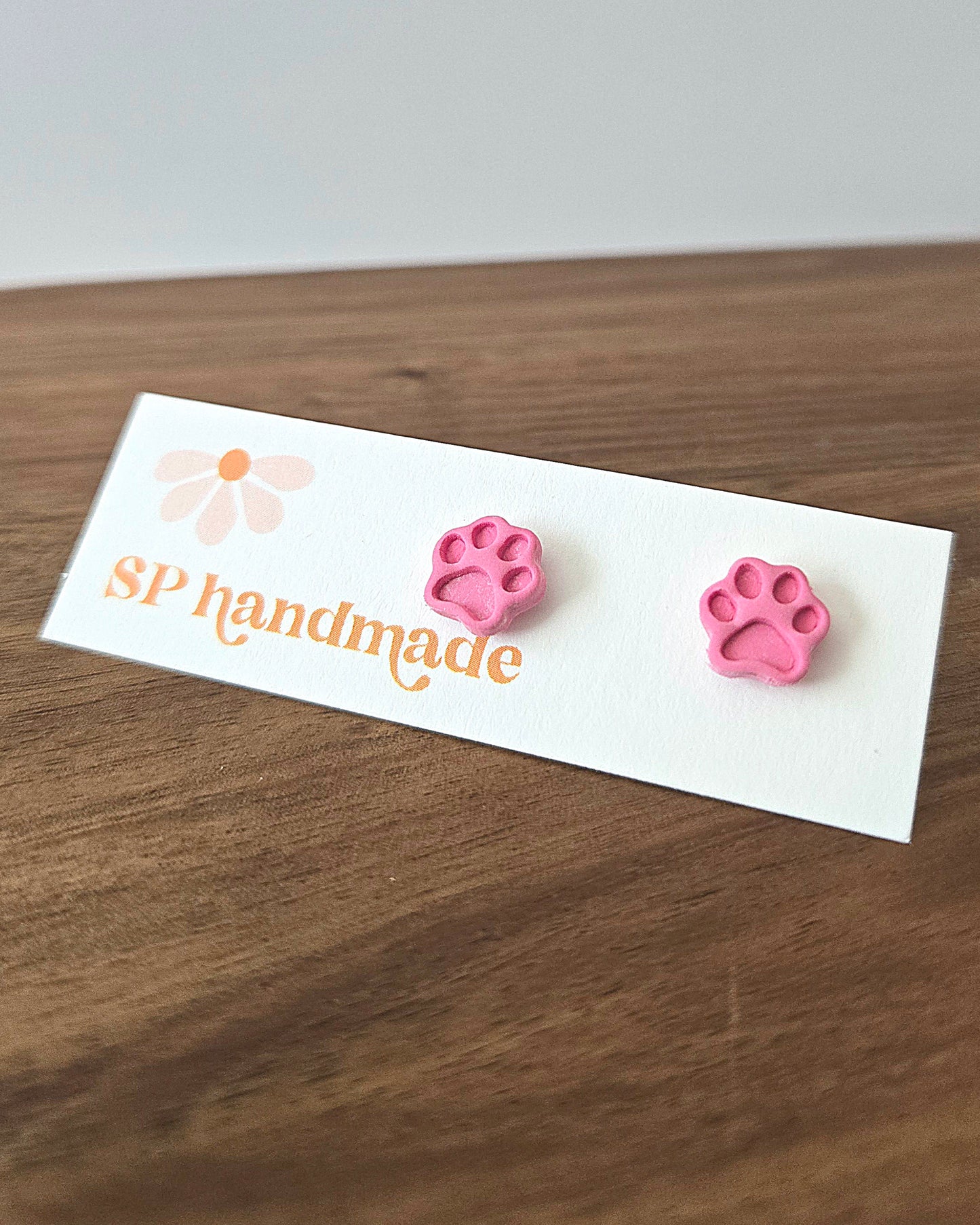 Colorful Paw Print Studs | Polymer Clay Earrings