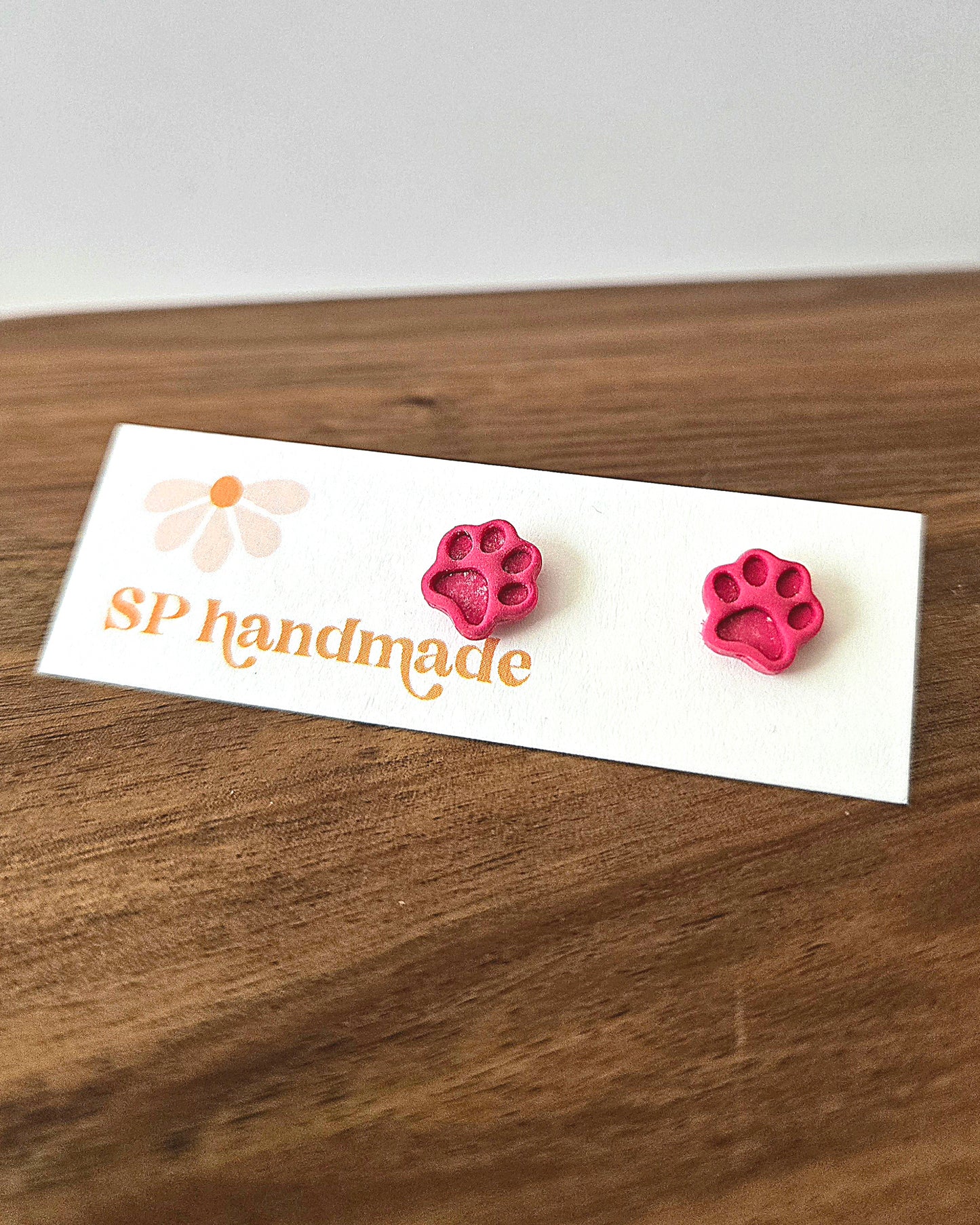Colorful Paw Print Studs | Polymer Clay Earrings
