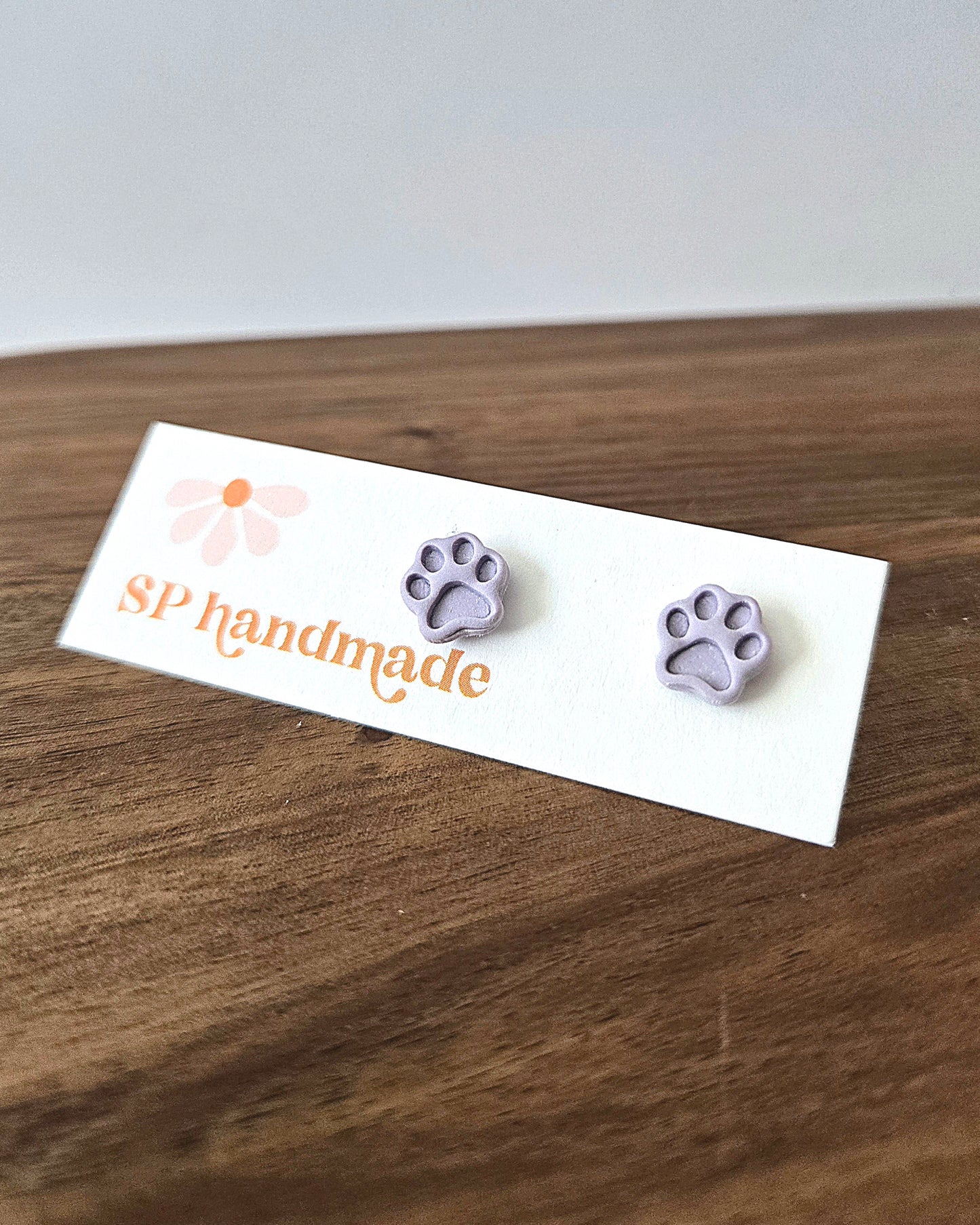 Colorful Paw Print Studs | Polymer Clay Earrings