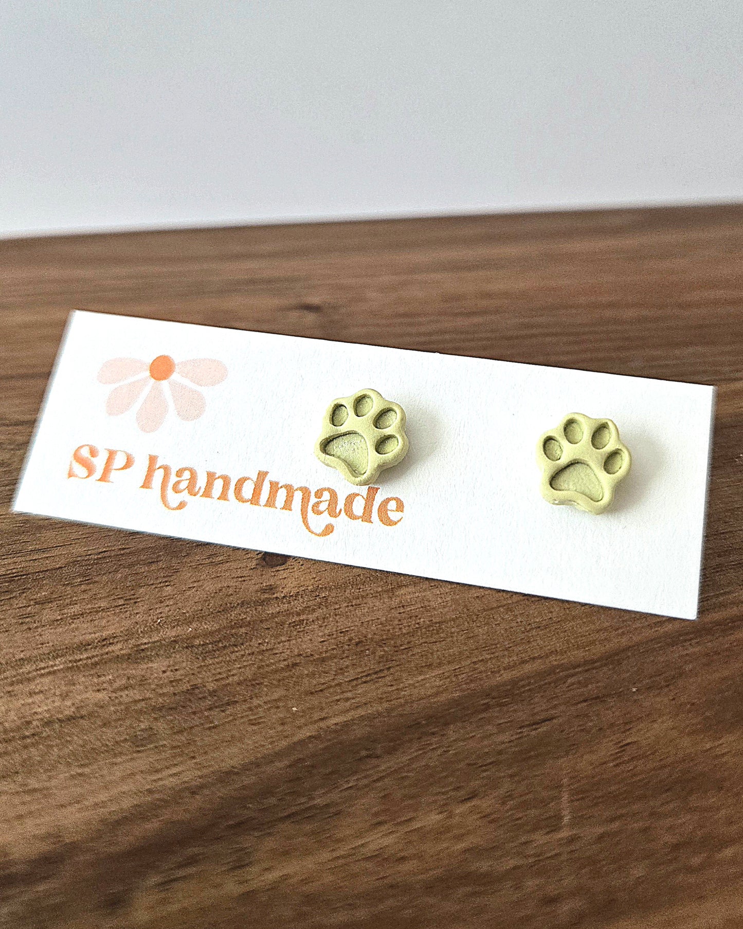 Colorful Paw Print Studs | Polymer Clay Earrings