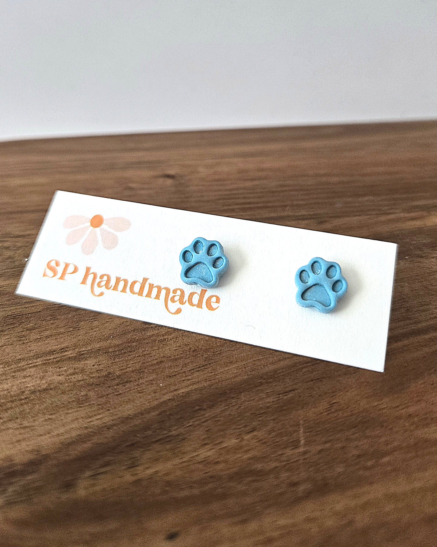 Colorful Paw Print Studs | Polymer Clay Earrings