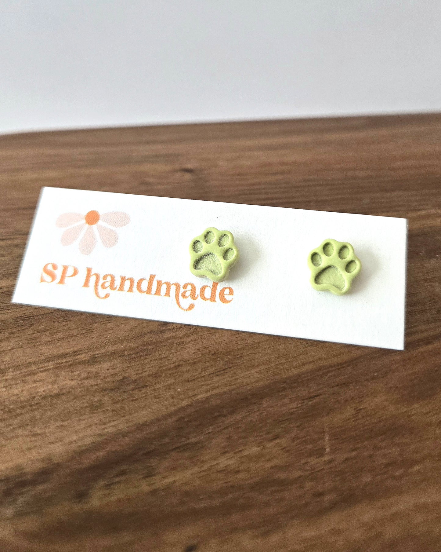 Colorful Paw Print Studs | Polymer Clay Earrings