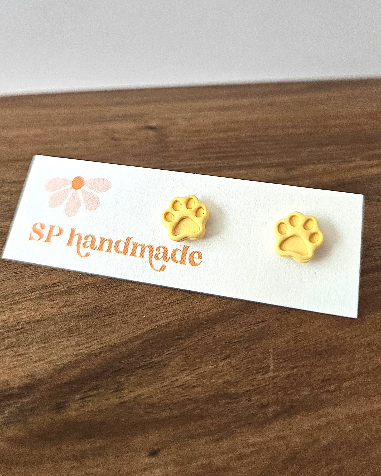 Colorful Paw Print Studs | Polymer Clay Earrings