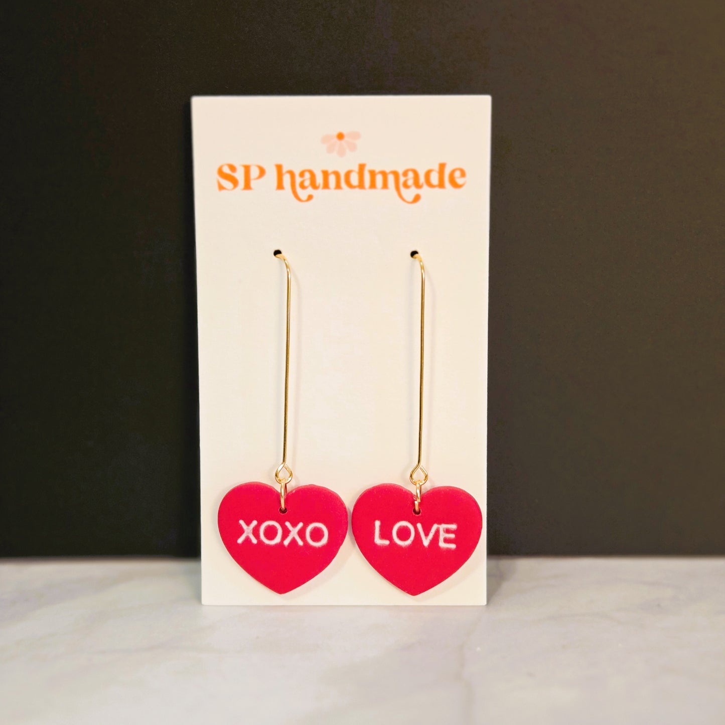 Conversation Heart Dangles | Polymer Clay Earrings