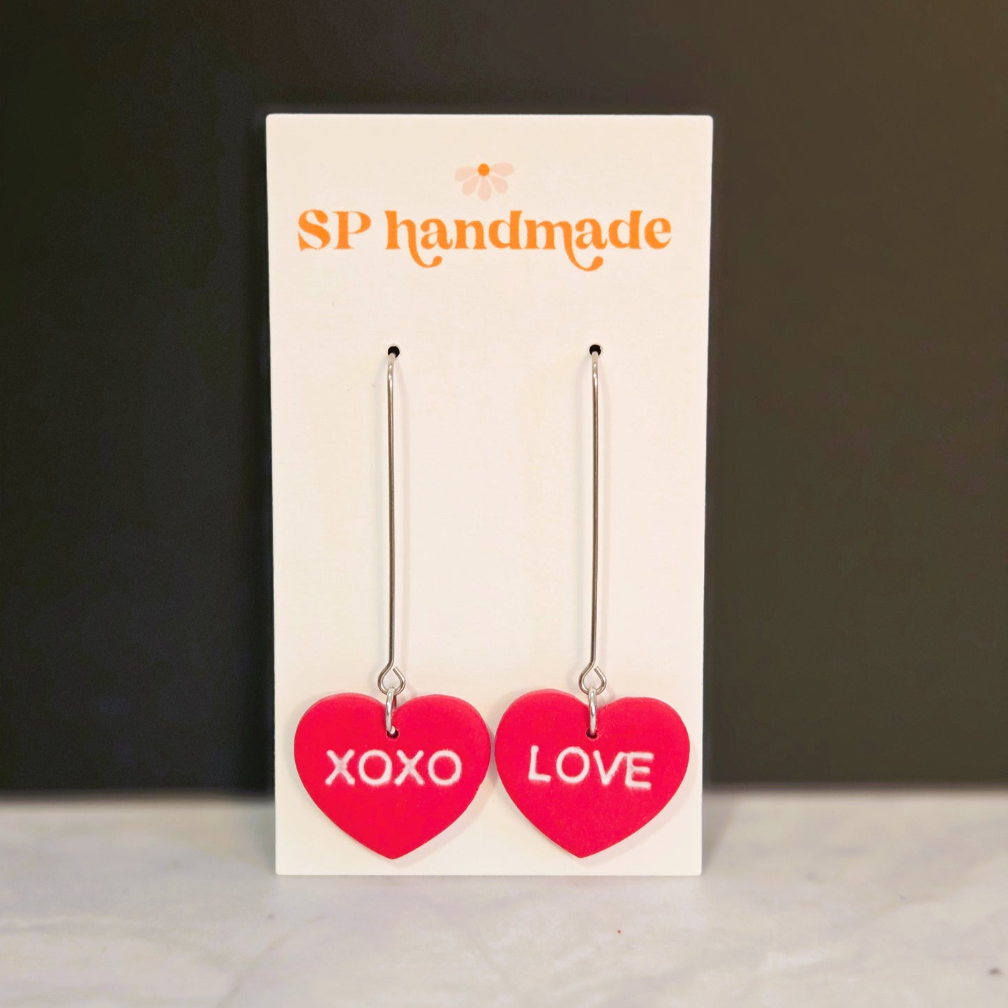 Conversation Heart Dangles | Polymer Clay Earrings