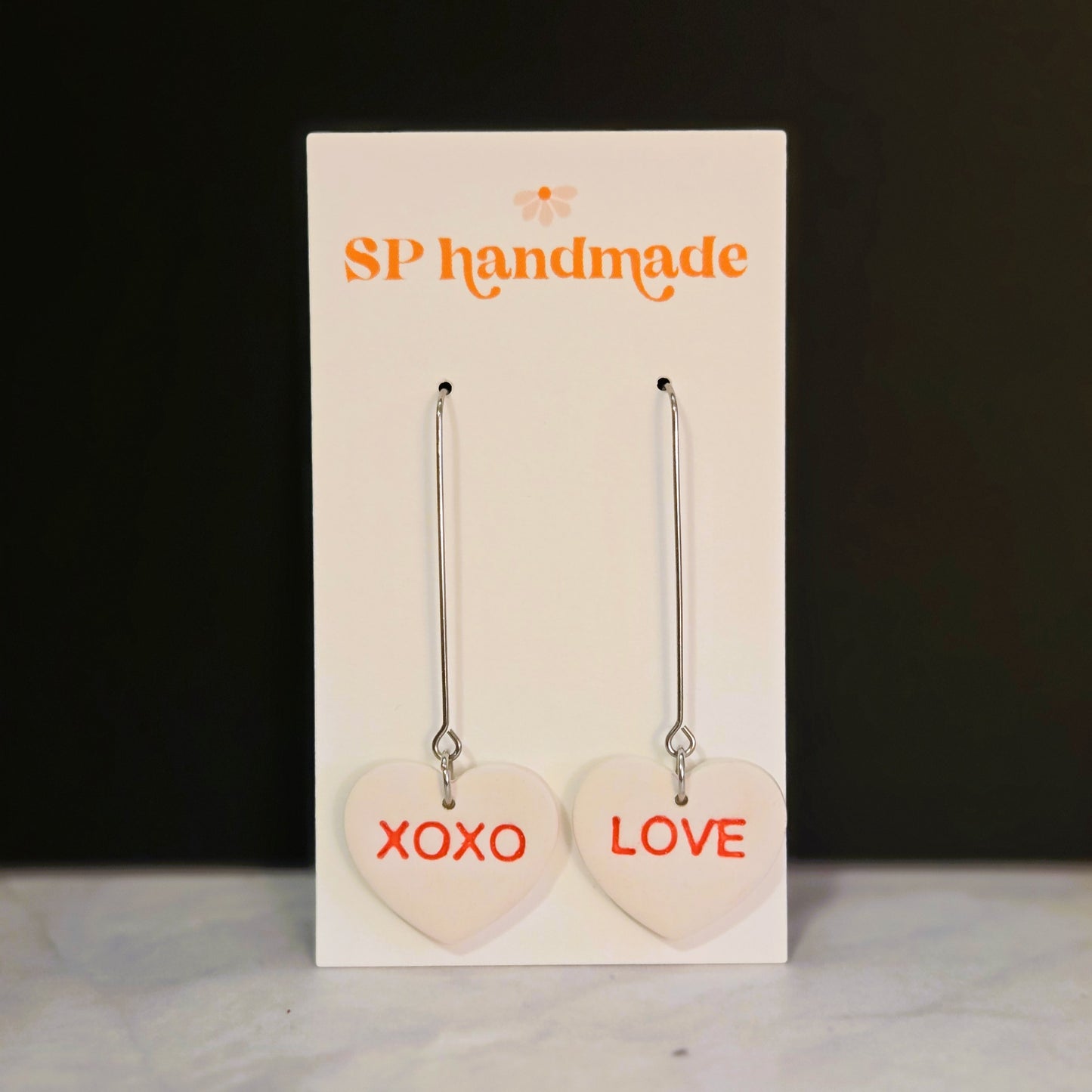 Conversation Heart Dangles | Polymer Clay Earrings