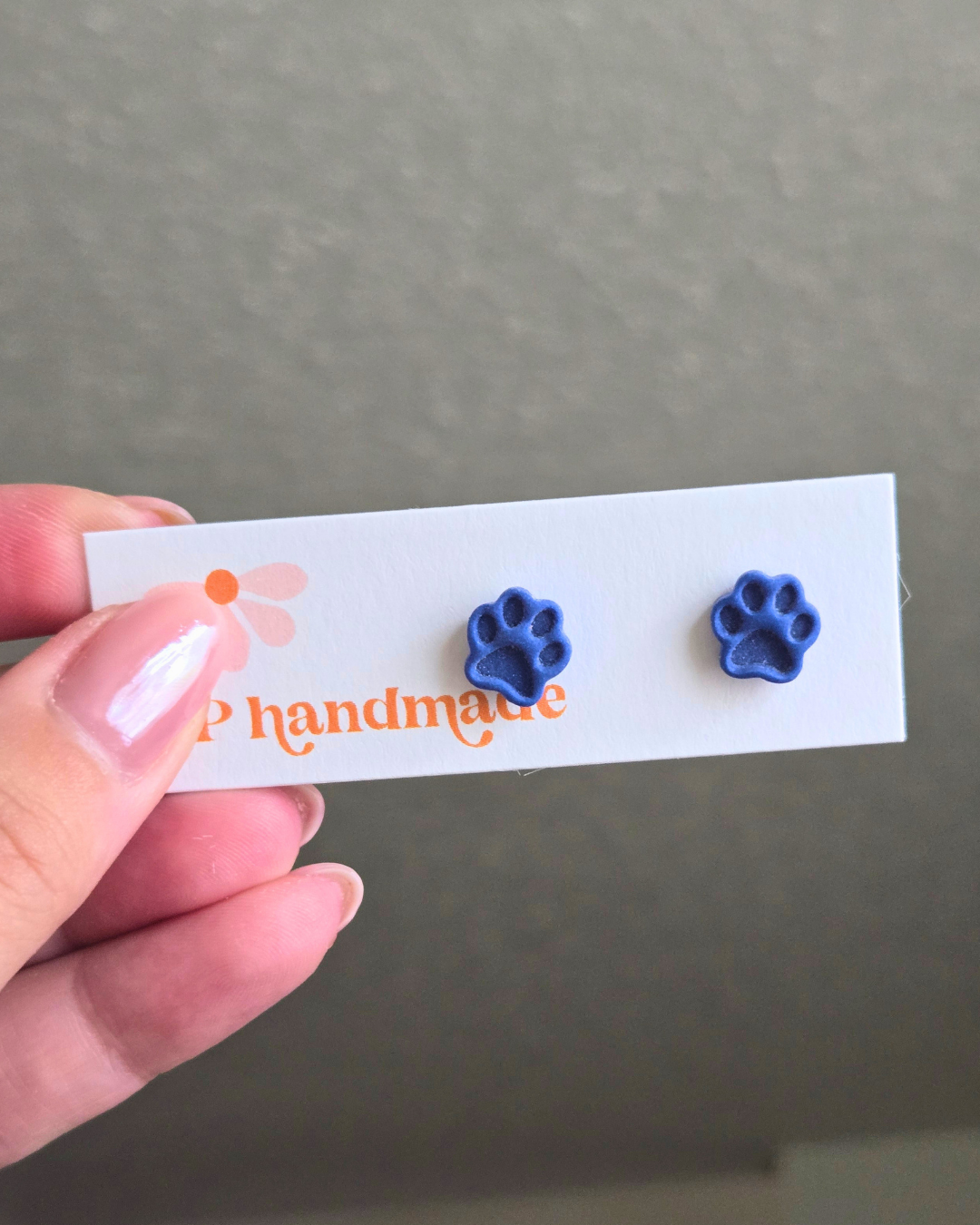 Colorful Paw Print Studs | Polymer Clay Earrings