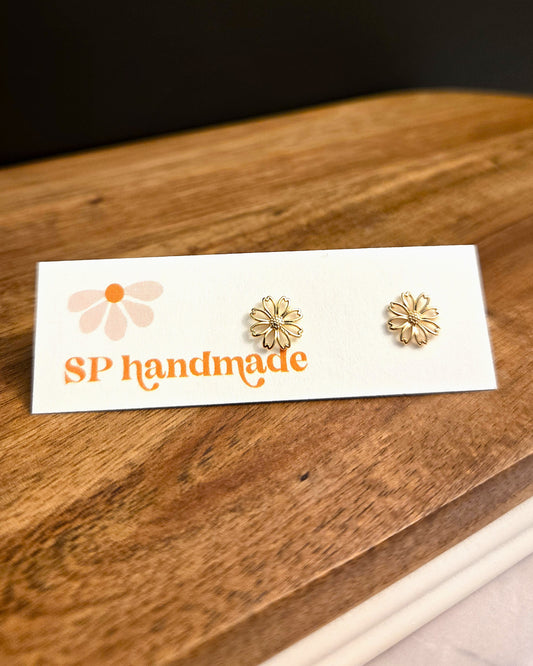 Gold Flower Stud Earrings
