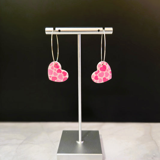 Heart Pattern Hoops | Polymer Clay Earrings