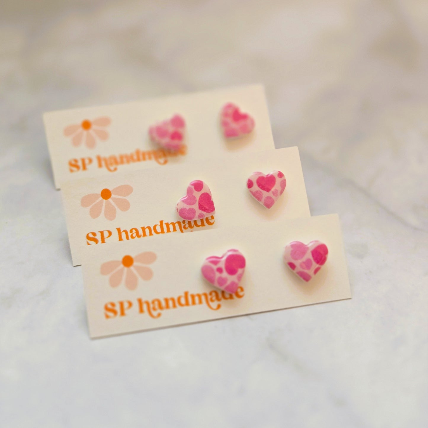 Heart Pattern Studs | Polymer Clay Earrings