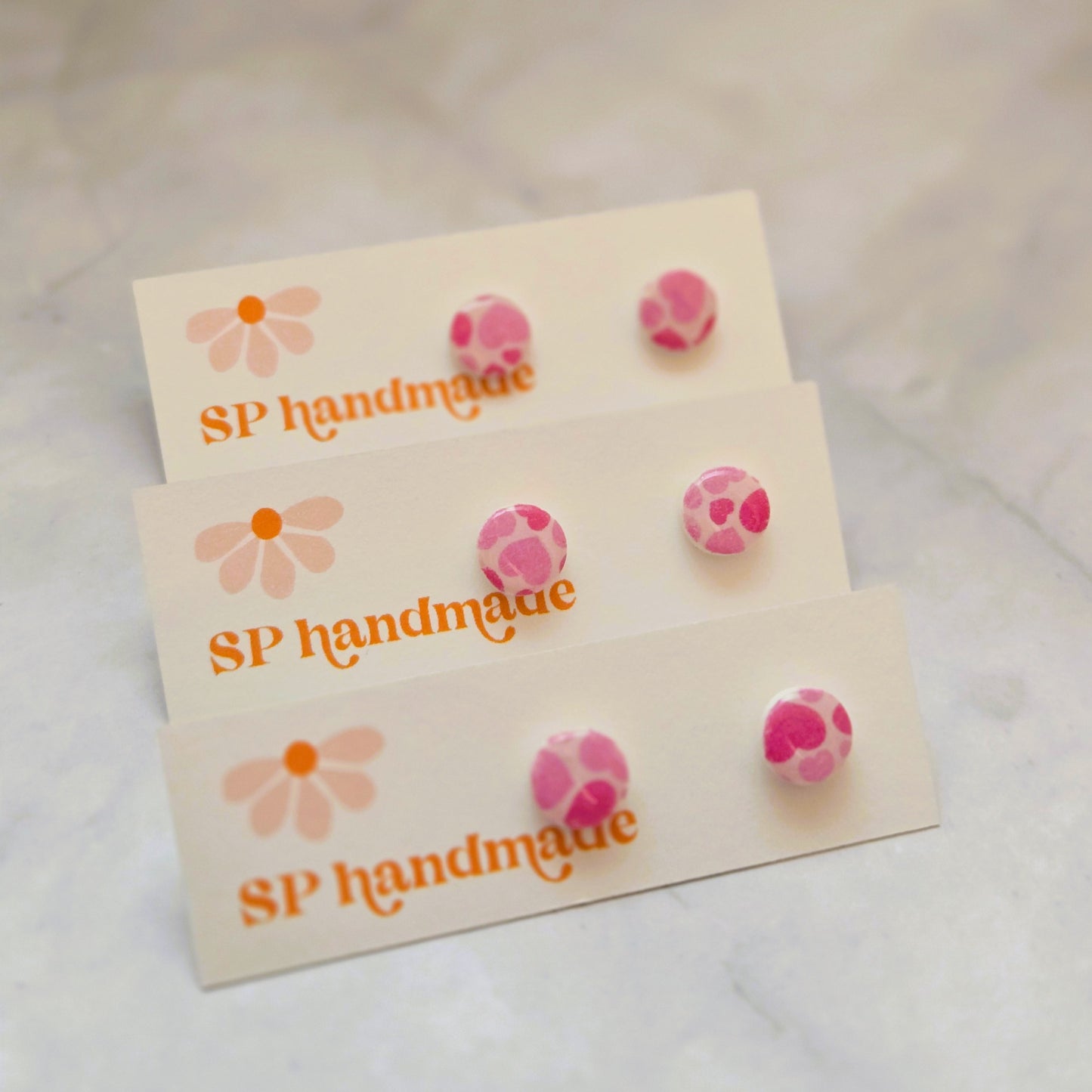 Heart Pattern Studs | Polymer Clay Earrings