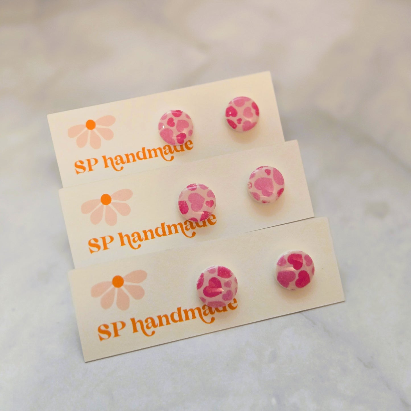 Heart Pattern Studs | Polymer Clay Earrings