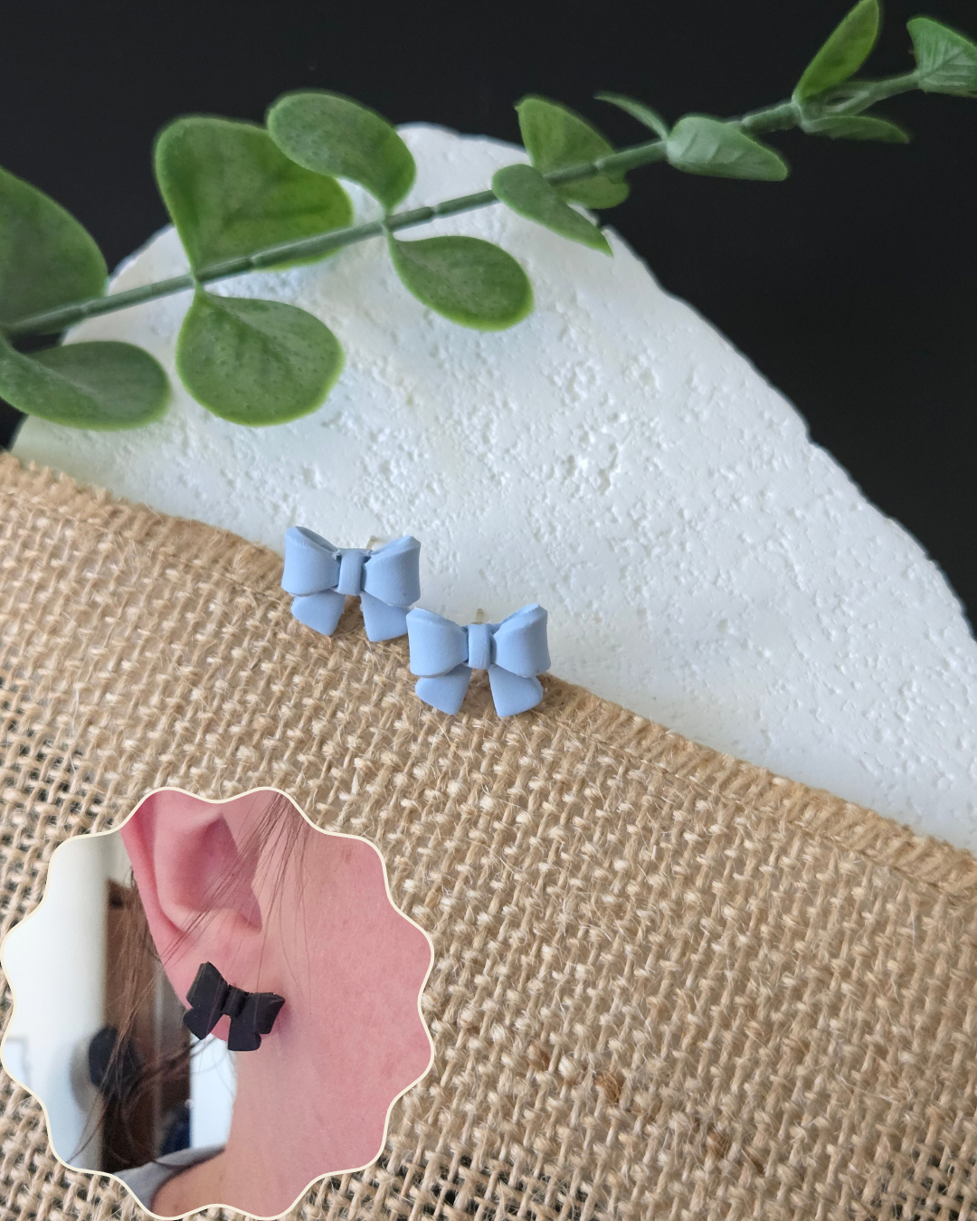 Mini Bow Studs | Polymer Clay Earrings