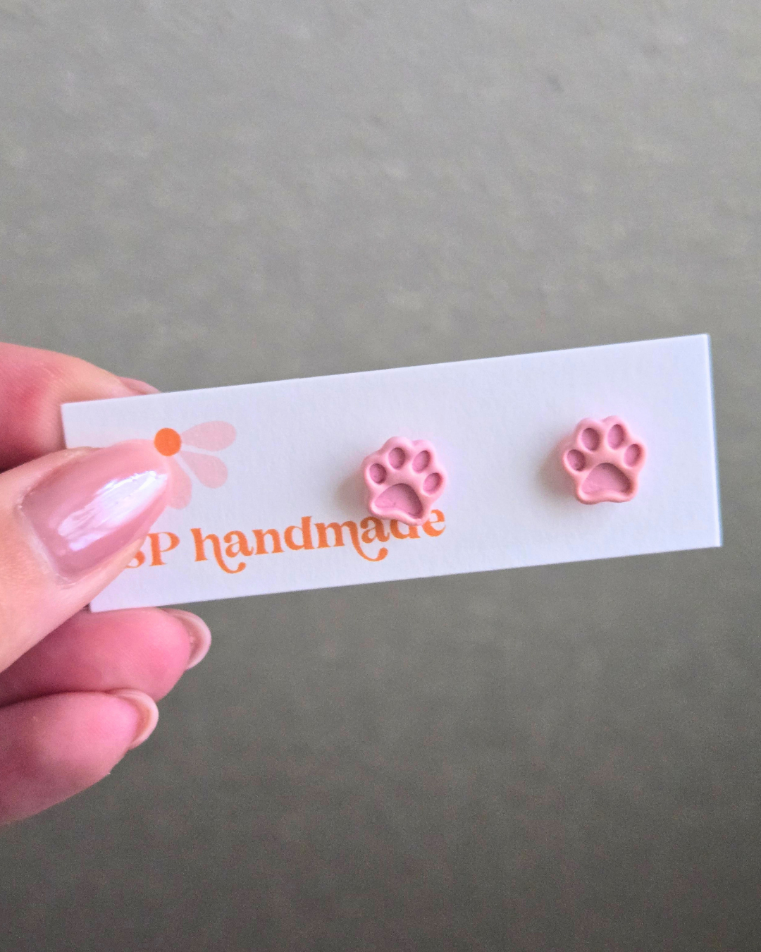 Colorful Paw Print Studs | Polymer Clay Earrings
