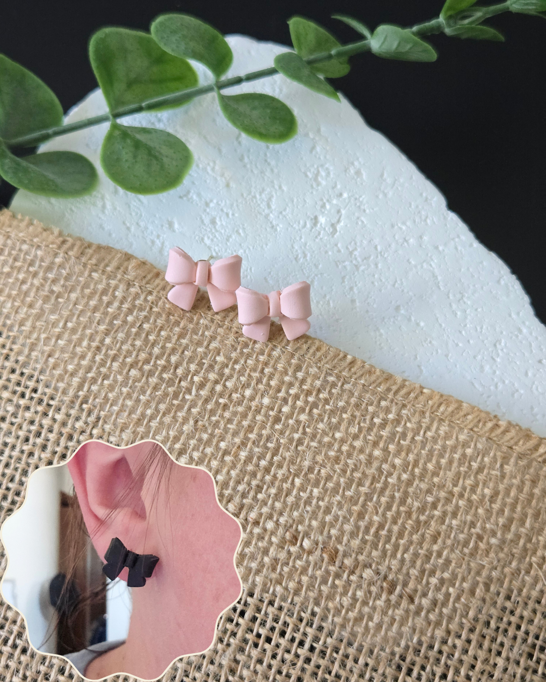 Mini Bow Studs | Polymer Clay Earrings
