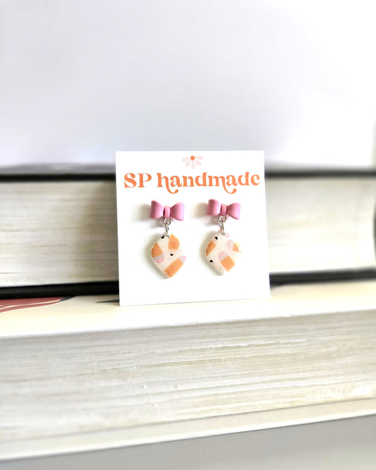 Pencil Bow Dangles | Polymer Clay Earrings