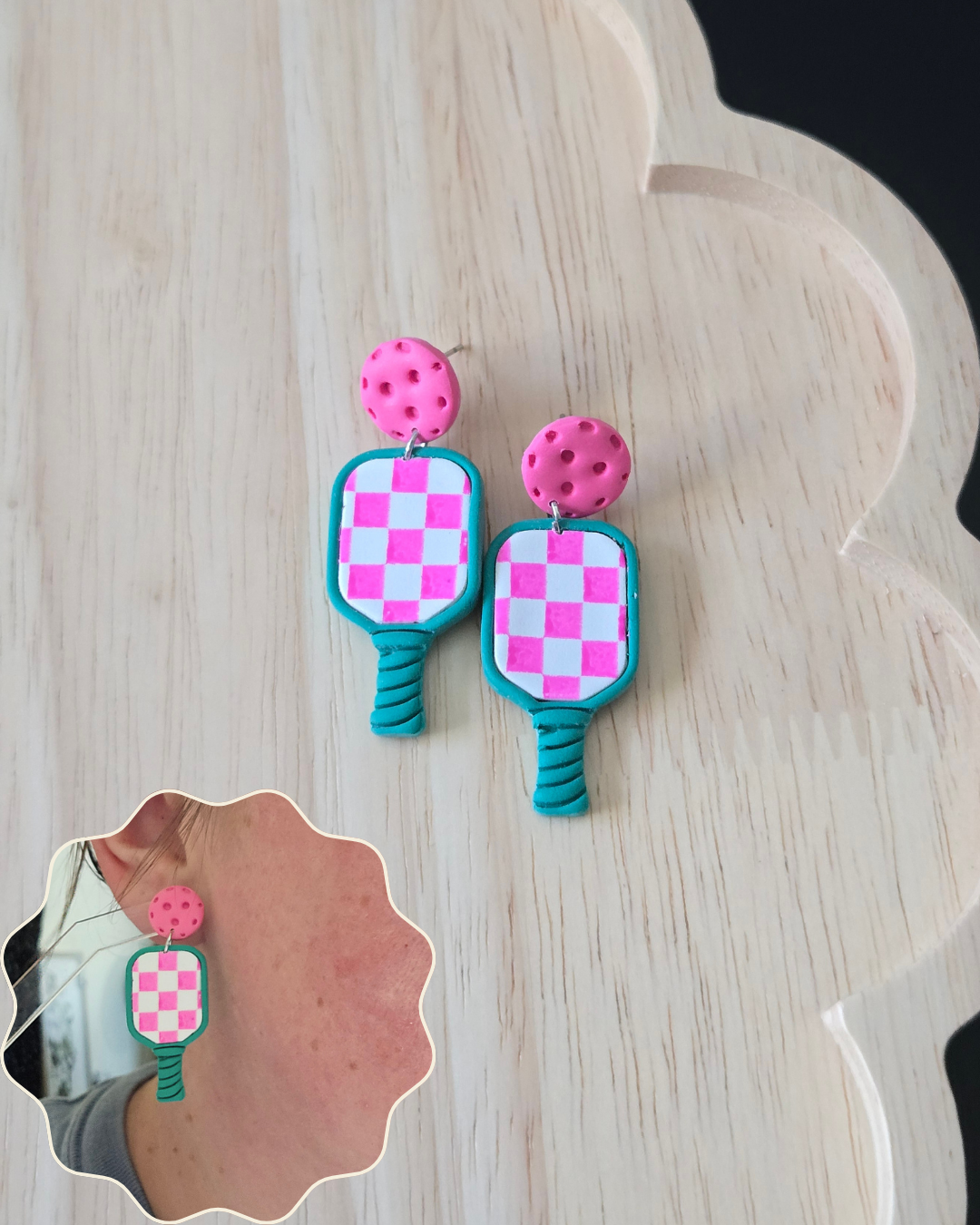Pickleball Dangles | Polymer Clay Earrings
