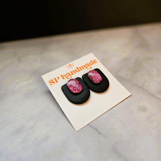 Pink Glitter Pendants | Polymer Clay Earrings