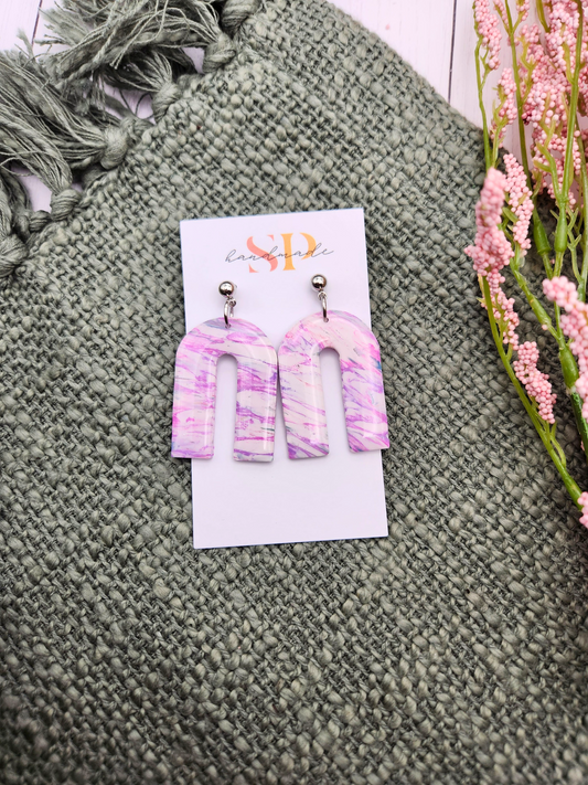 Pink & Purple Marble | Polymer Clay Earrings