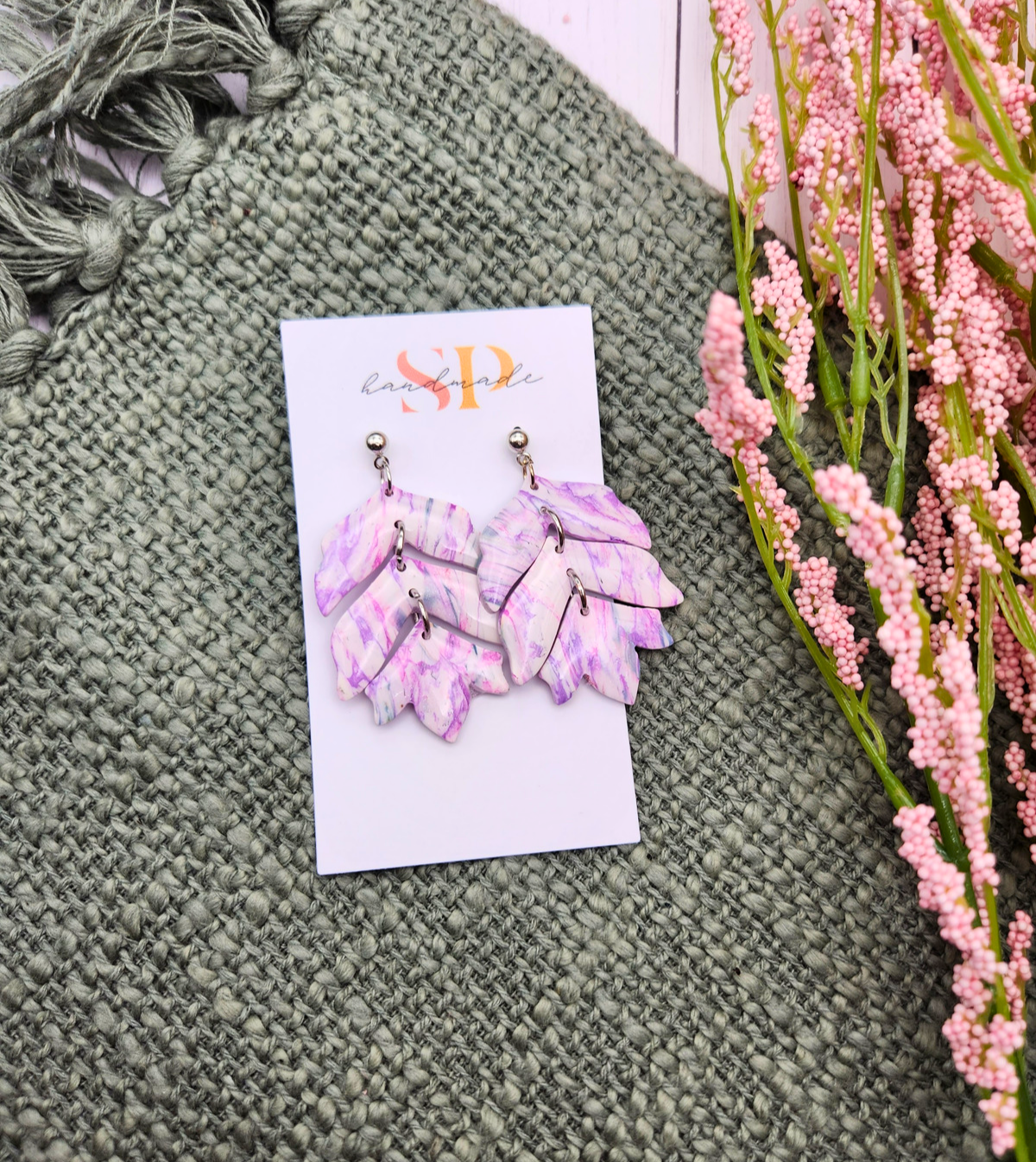 Pink & Purple Marble | Polymer Clay Earrings