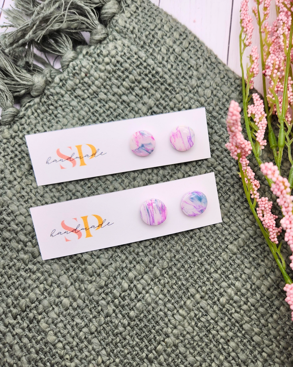 Pink & Purple Marble | Polymer Clay Earrings