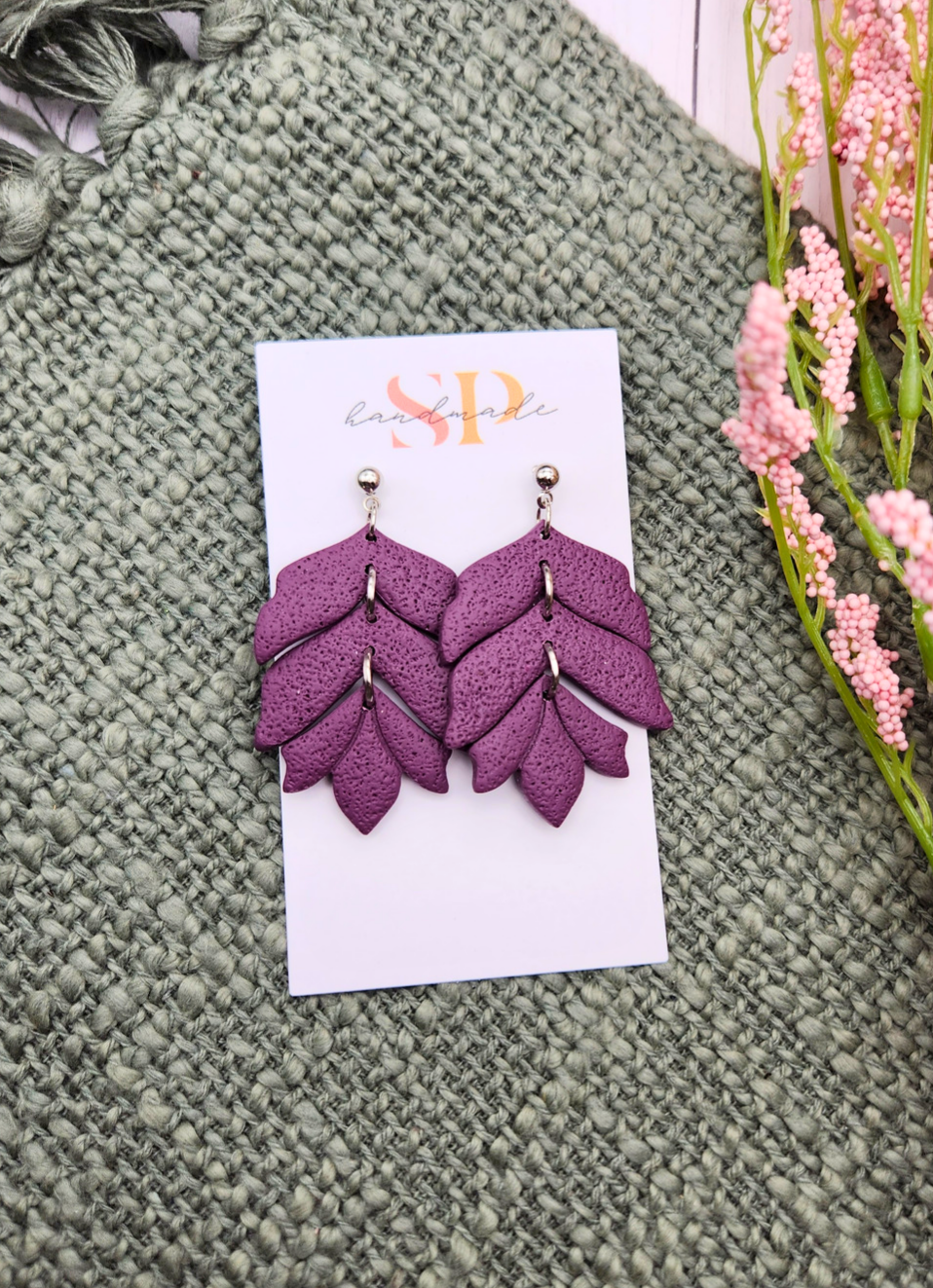 Plum Tiered Dangles | Polymer Clay Earrings