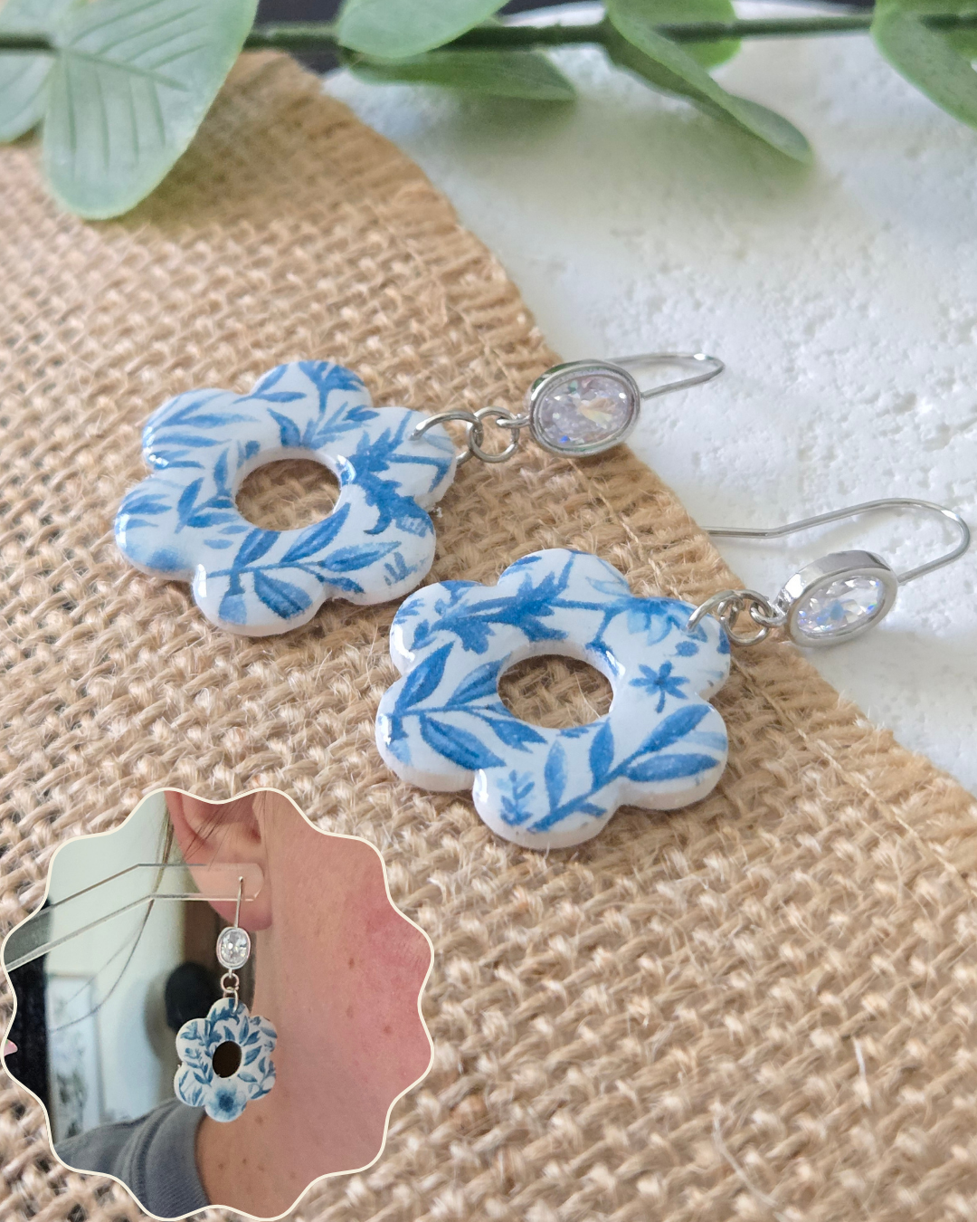 Porcelain Flower | Polymer Clay Earrings