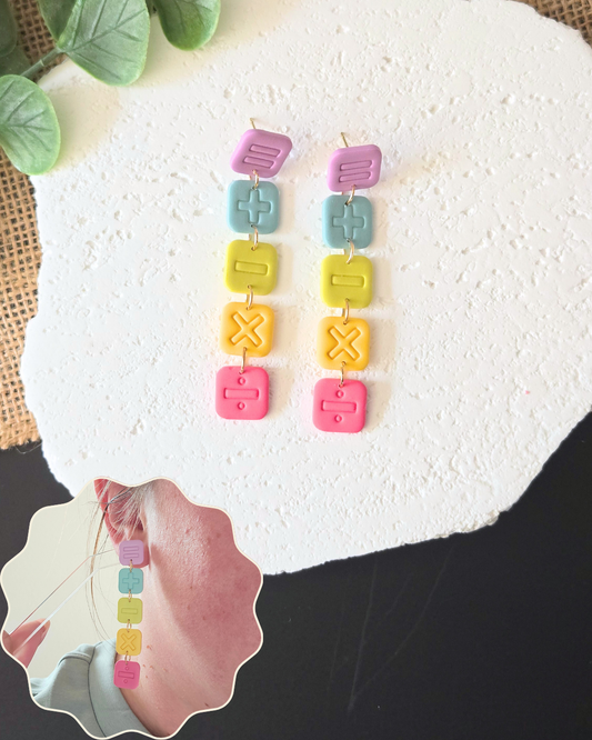 Rainbow Math Operations | Polymer Clay Earrings