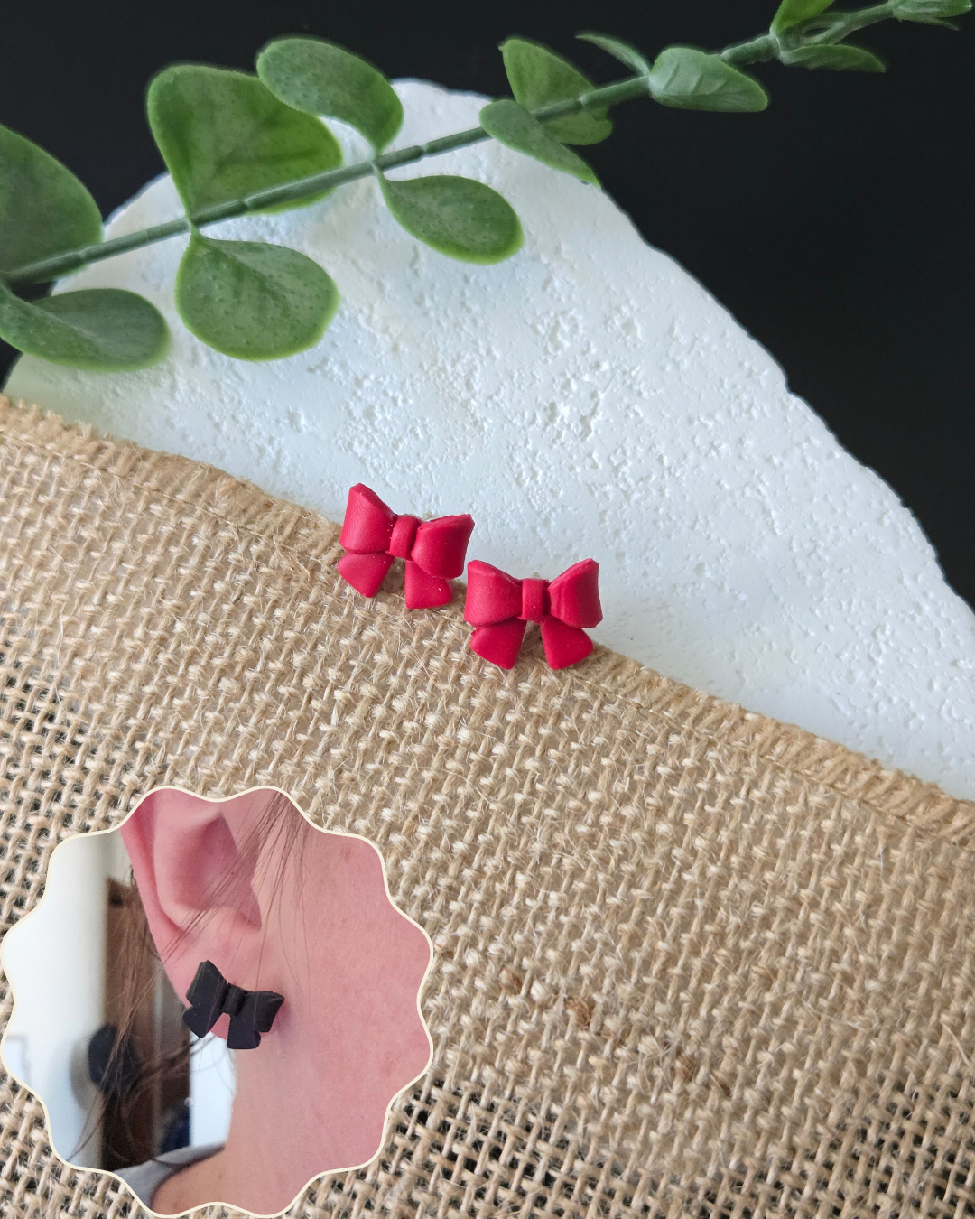 Mini Bow Studs | Polymer Clay Earrings