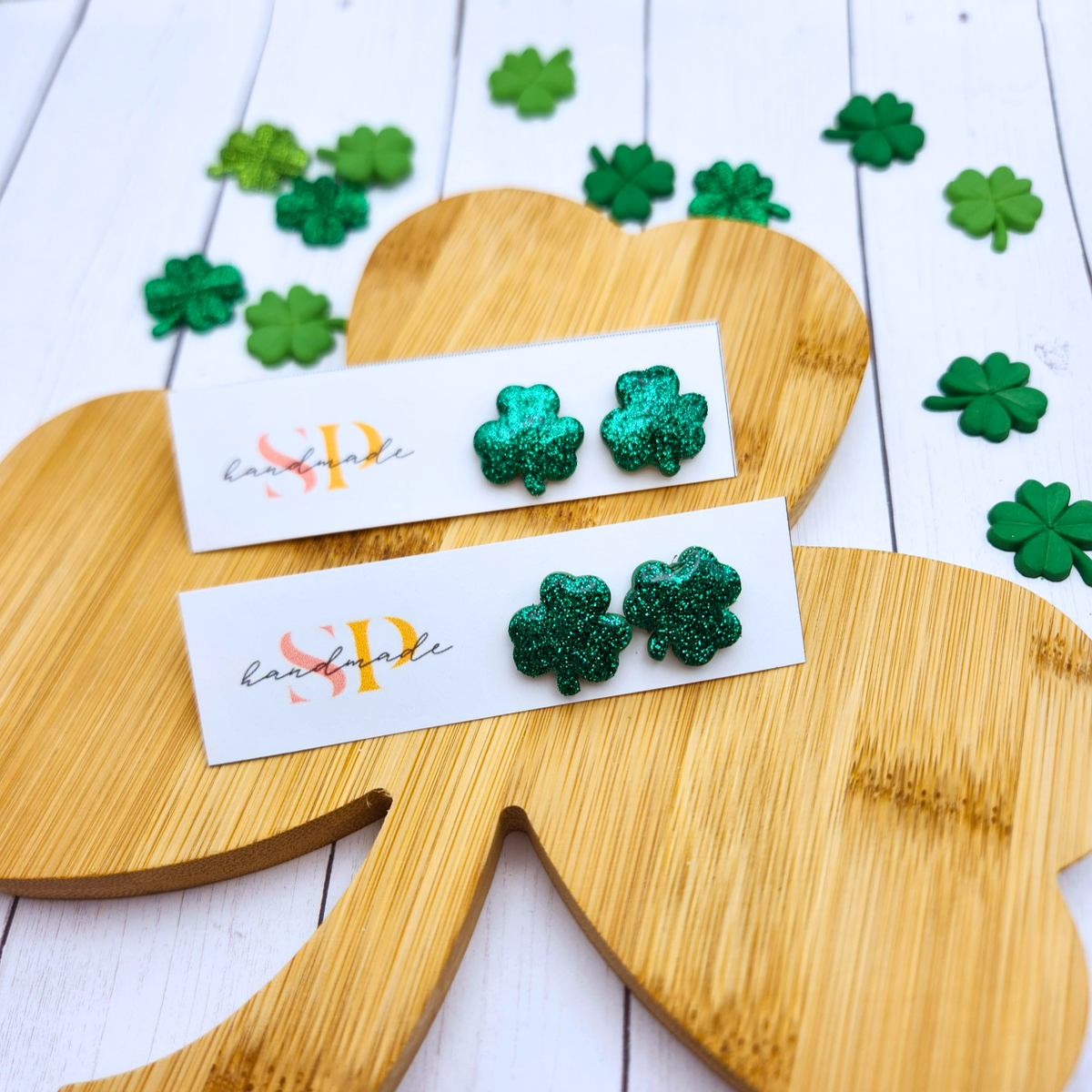 Shamrock Studs | Polymer Clay Earrings