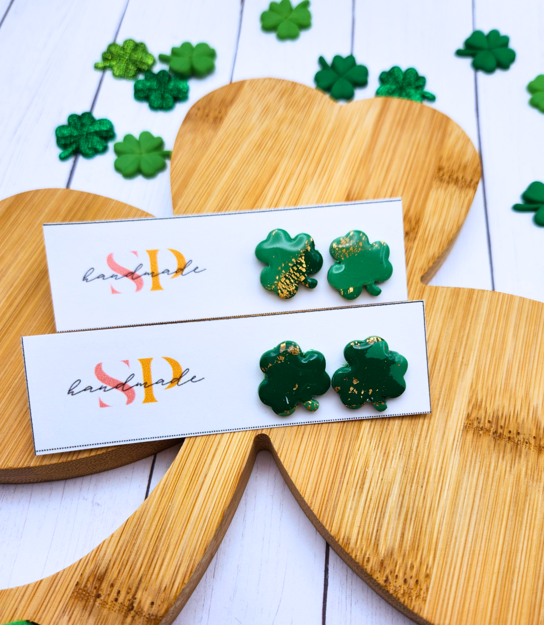 Shamrock Studs | Polymer Clay Earrings