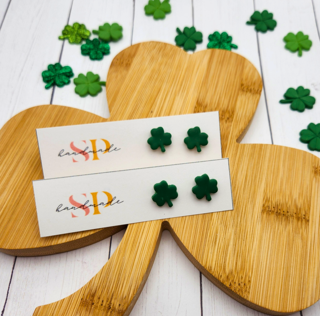 Shamrock Studs | Polymer Clay Earrings