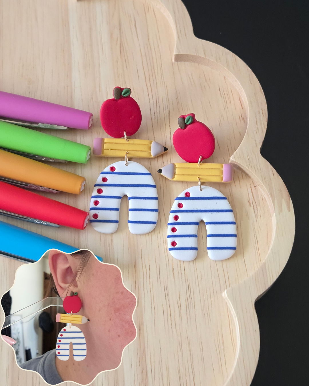 Teacher Dangles | Polymer Clay Earrings
