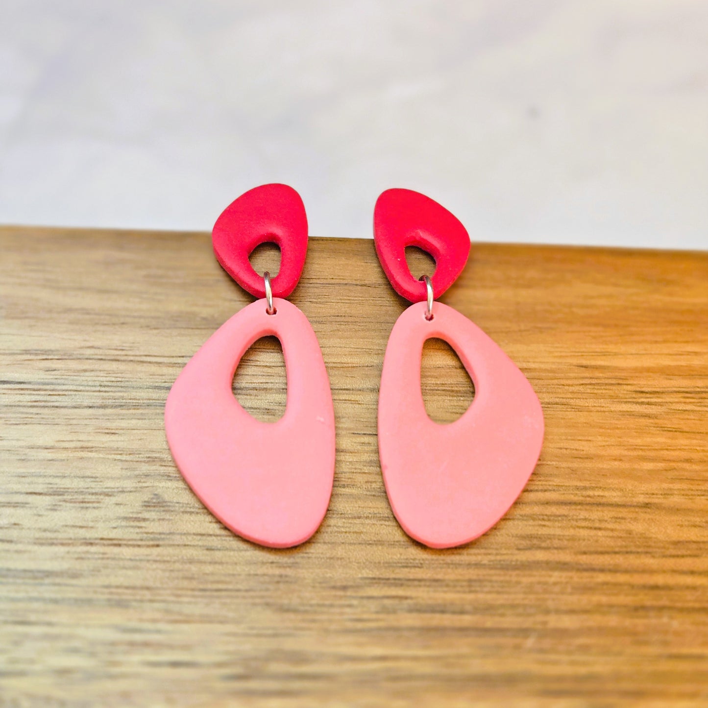 Valentine's Color Block Dangles | Polymer Clay Earrings