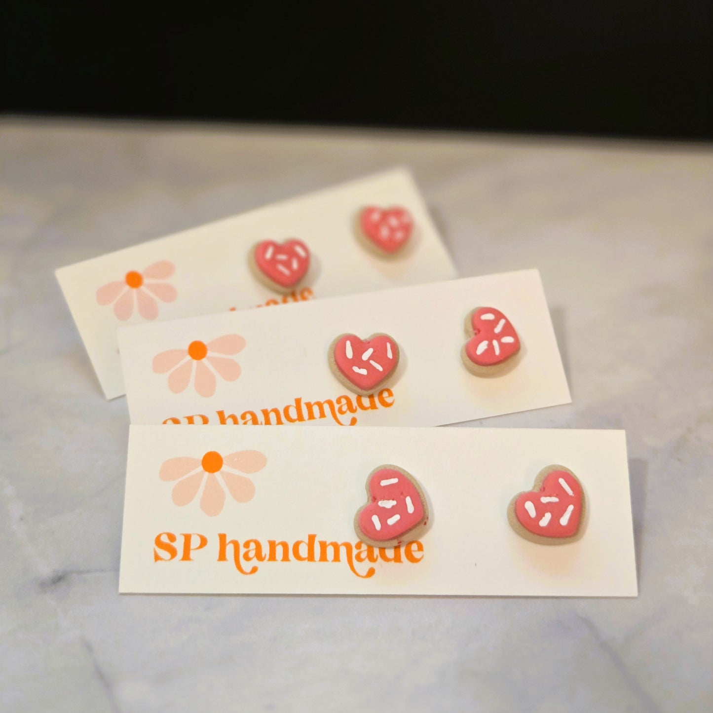 Valentine's Sugar Cookie Studs | Polymer Clay Earrings