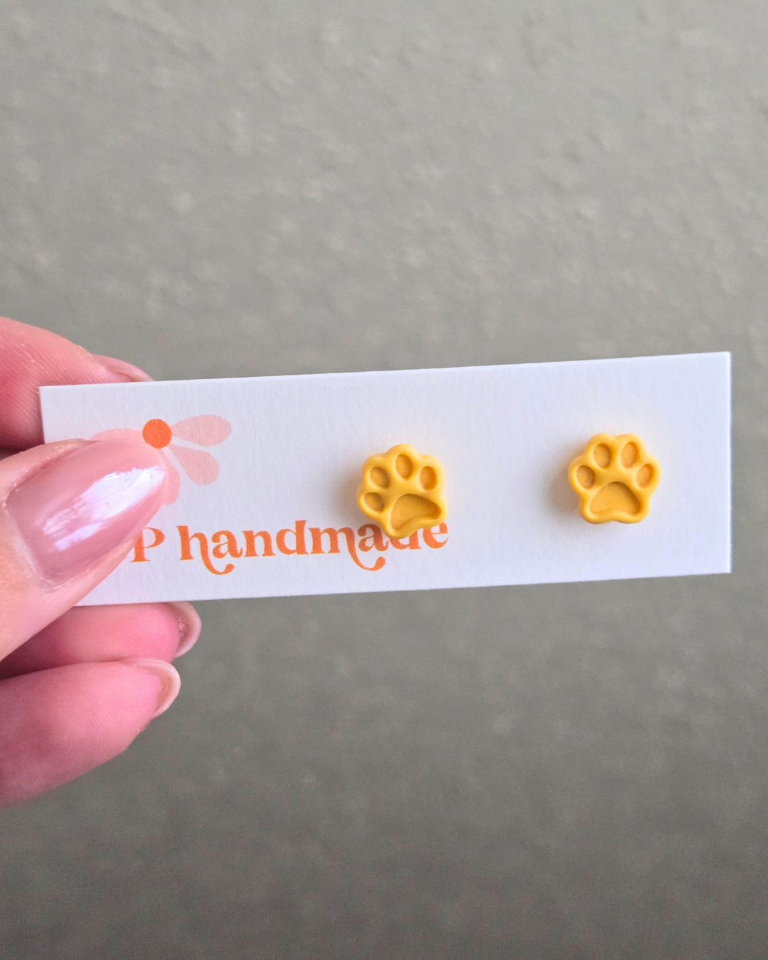 Colorful Paw Print Studs | Polymer Clay Earrings
