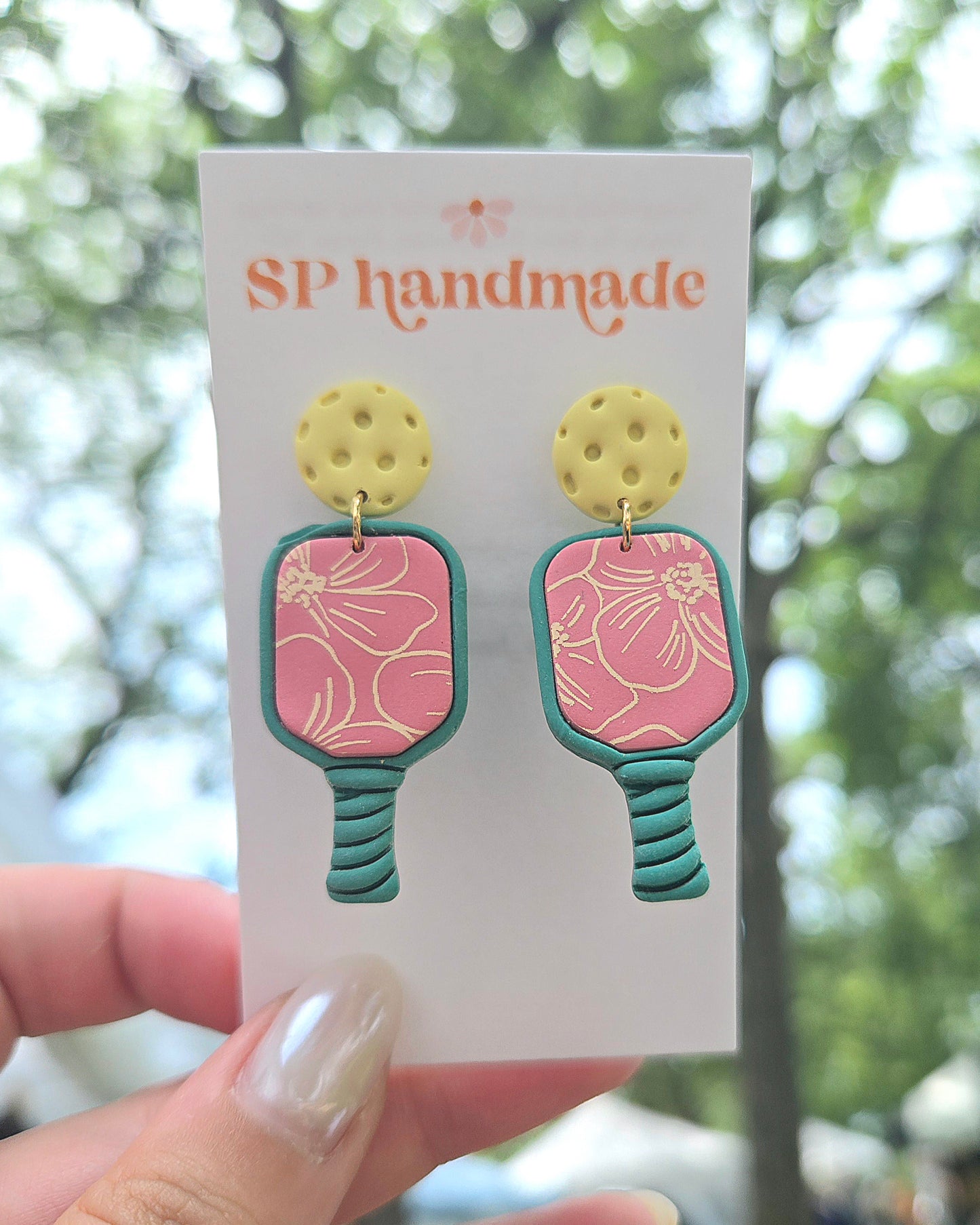Pickleball Dangles | Polymer Clay Earrings